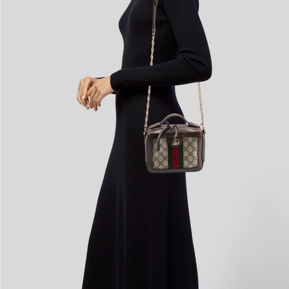 🌟 Gucci Gg Supreme Monogram Mini Ophidia Top Handle Shoulder Bag 🌟 - Picture 2 of 13